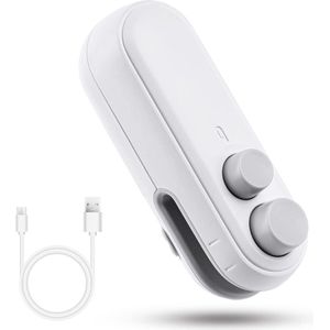 Mini vacuüm sealapparaat 2-in-1 draagbare thermische verzegelaar - voedselopslag snacks en cornflakes zakken - wit .