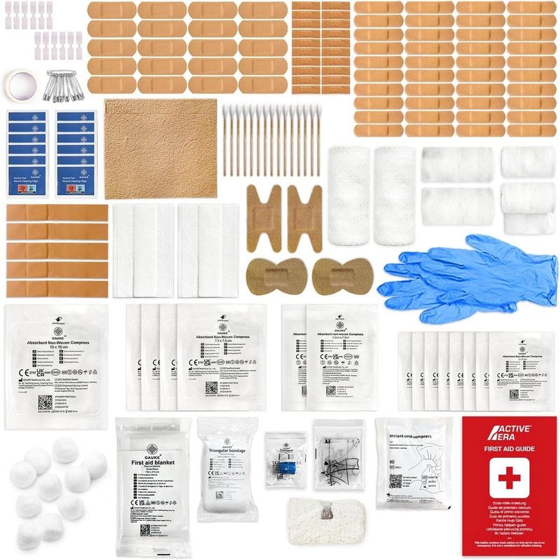 Active Era - Premium Bijvulset EHBO-doos - 180-delige Set - Inclusief Pleisters en Koude Kompressen
