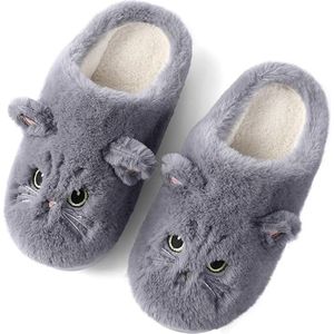 Winter katoenen pantoffels - schattige katten pantoffels - dames winter cartoon pantoffels - comfortabele antislip pantoffels - heren harige pantoffels - warme pluche pantoffels - 36/37
