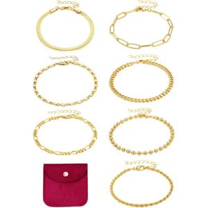 Cubaanse armbanden set van 7 armbanden - opslag gouden armbanden - verstelbare bedelarmbanden - stapelarmbanden - damessieraden sale .