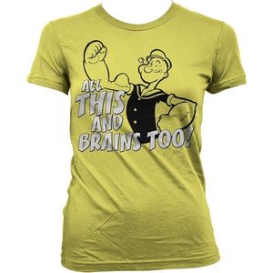Popeye All This And Brains Too Girly T-Shirt Damen Yellow-S