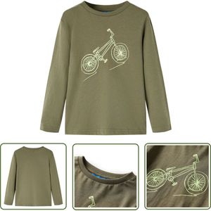 vidaXL Meisjeskleding - Kinderkleding - Kindershirt met lange mouwen 92 kakikleurig - Jongenskleding - Langmouwshirts - Katoenen Shirts