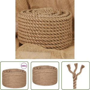 The Living Store Touw 100 m lang 16 mm dik jute - Jute Touw - Natuurlijktouw - Tuin Touw - Knutseltouw - Decoratietouw
