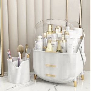 Make-up cosmetica-organizer, 360° draaibare beauty-organizer, multifunctionele cosmetica-opslag voor kaptafel, badkamer en slaapkamer