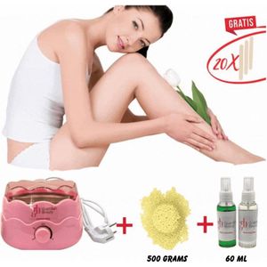 Guardian Beauty Wax Warmer - Ontharingset - Roze - 500g Honing Harde Wasbonen - 60ml Pre en Na Wax Spray - Met Gratis 20 stuks Spatels