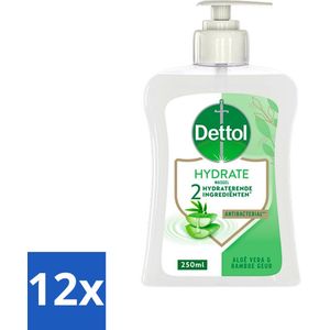 Dettol - Handzeep - Hydrate - Aloë Vera & Bamboe - 250 ml - Voordeelverpakking - 12 stuks