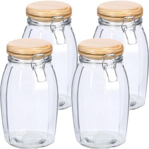 Zeller Weckpotten/inmaakpotten - 4x - 1.85L - glas - met beugelsluiting - D13 x H23 cm