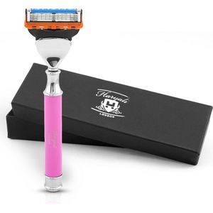Haryali London 5 Edge Scheermes voor Dames voor het Scheren van Lichaam - Gezichtsscheermes - Efficient Fusion 5 Scheermes voor Dames - Metallic Herbruikbaar Scheermes - Roze
