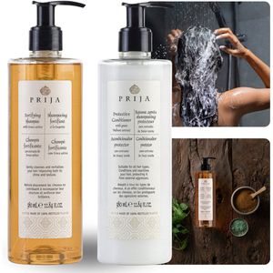 PRIJA - Cosmetica set: Regenererende shampoo, beschermende haarconditioner 2x380ml