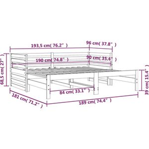 vidaXL-Slaapbank-uitschuifbaar-grenenhout-honingbruin-2x(90x190)-cm