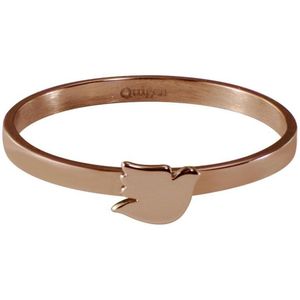 Quiges Stapelring Dames - Vulring Duif - RVS Roségoudkleurig - Maat 21 - Hoogte 2mm