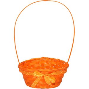 Gevlochten paaseieren mandje - Oranje kleur - Hengsel - 39 cm - Pasen feestartikelen