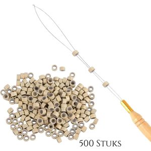 Thef - Set 500 Microringen - Micro Ring Loopnaald - Hairextensions- Haarverlenging - Haarstyling - Blond
