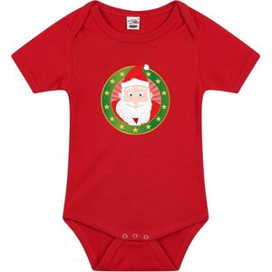 Kerst baby rompertje met kerstman rood jongens en meisjes - Kerstkleding baby 56