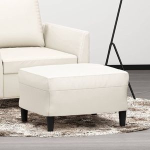 vidaXL Voetenbank - Kunstleer - Crème - 60x50x41 cm Voetenbank - Voetenbankjes - Salontafel - Lounge Meubilair - Kunstleder