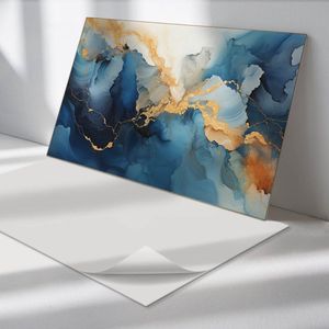 Wallfluent Vinyl Wandpaneel - Abstract patroon met golven Zelfklevend Muurpaneel - 120 cm x 60 cm - Blauw Vinyl Wandpaneel - 1 stuk - Rechthoekig Wandbekleding Vinyl - Abstractie Wandpaneel - Vinyl Wandbekleding - Wandpaneel Keuken en Badkamer