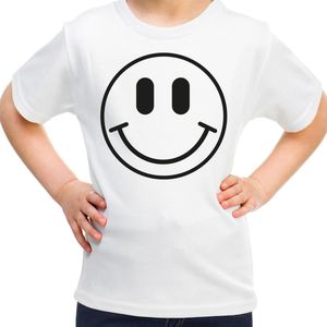 Bellatio Decorations Verkleed shirt meisjes - smiley - wit - carnaval - feestkleding voor kinderen 110/116
