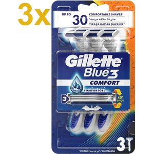 Gillette - Blue3 - Wegwerpscheermesjes met Comfort Gel - 9 Stuks - Voordeelverpakking