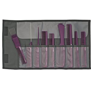 A-LINE VIOLET 9-delig antistatisch met opbergetui - set van haarborstels