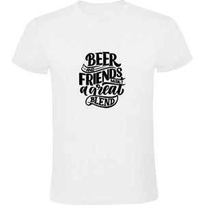 Beer and friends make a great blend | Heren T-shirt | Wit | Bier en vrienden maken een geweldige mix | Borrel | Feest | Festival |  Carnaval | Oktoberfeest | Humor