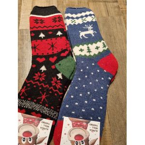 2 Paar - Alpaca Wollen Sokken - Maat 39-42 - Kerstsokken - Wintersokken - Huissokken - Cadeau Artikel
