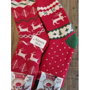 2 Paar - Alpaca Wollen Sokken - Maat 39-42 - Kerstsokken - Wintersokken - Huissokken - Cadeau Artikel