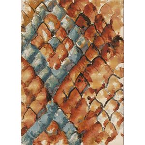 Aledin Carpets Malabo - Tuintapijt - Vloerkleed 160x230 cm - Geel Rood Bruin - Buitenkleed - Buitentapijt