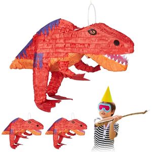 Relaxdays 3 x dino pinata - dinosaurus Piñata - T-Rex - verjaardagspinata - zelf vullen