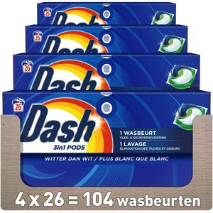 Dash - 3in1 Wasmiddel Pods - Witter Dan Wit - 4 x 26 Wasbeurten