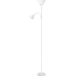 Platinet PFLF066W Moderne staande vloerlamp - Extra draaibare spot - 2x Fitting E27 60W, E14 25W leeslamp -  leeslamp - Wit