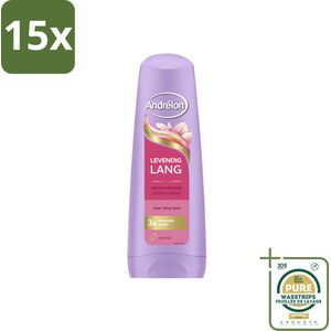 15 x Andrélon – Conditioner – Levendig Lang – 200 ml - Grootverpakking - Lang Haar Verzorging - Versterkte Haar Conditioner - Biotine Voor Haar - Haarbreuk Voorkomen - Gezond Haar