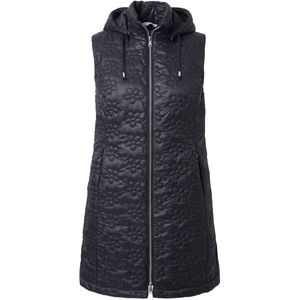 MIAMODA MIAMODA - Dames - lange doorgestikte bodywarmer gebloemd doorgestikt motief - Zwart - Maat 52