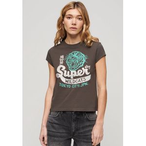 Superdry - Embellished Poster T-shirt - Korte Mouwen - Ronde Hals - Zwart