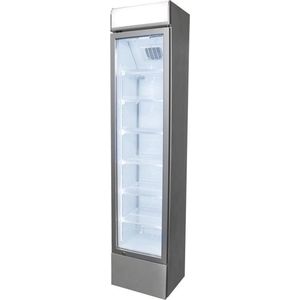 Gastro-Cool DC130 - Slimline koelkast met glazen deur 150 Liter - Zilver/Zilver/Wit 135401