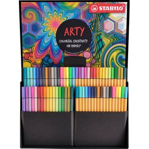 STABILO point 88 & Pen 68 - Creative ARTY Mixed In Luxe Box - Met 34 Stuks point 88 Fineliners en 34 Stuks Pen 68 Viltstiften