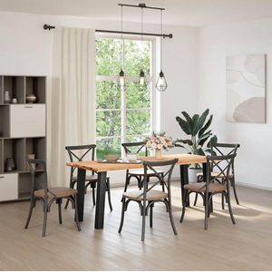 vidaXL - Eettafel - rechthoekig - 200x80x74 - cm - massief - eikenhout - lichtbruin