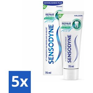 5 x Sensodyne - Tandpasta - Repair & Protect - Extra Fresh - Gevoelige Tanden - 75 ml - Tandplak Verwijderen - Tandvlees Gezond - Frisse Adem - Mondverzorging