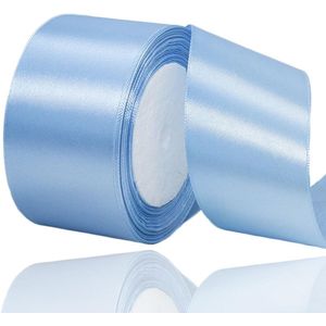 Satin Ribbon Lichtblauw 50mm - 22m Decoratieve Cadeau Ribbon - Brede Ribbon - Stof Ribbon voor Bruiloft - Doop - Verjaardagscadeaus