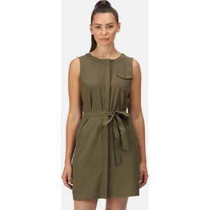 De Highton Stretch jurk met knoopsluiting - dames - waterafstotend - met tailleceintuur - Donker Groen