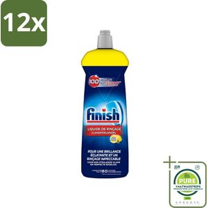 Finish - Glansspoelmiddel - Citroen - Stralende glans - Tot 160 Afwasbeurten - 800 ml - Voordeelverpakking - 12 stuks - Glansmiddel - Vaatwasser