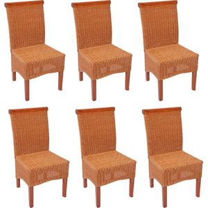Set van 6 eetkamerstoelen Rieten stoel Stoel M42, rotan ~ zonder zitkussen