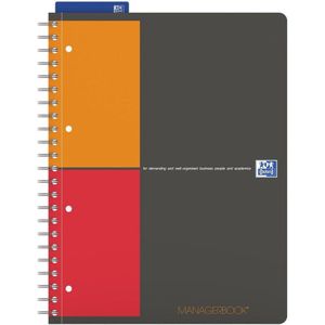 OXFORD International - managerbook - A4+ - 4 gaats - gelijnd - 80 vel - grijs