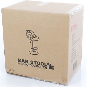 In And OutdoorMatch Luxe barkruk Isobel - Blauw chroom - Set van 2 - Zithoogte 60-81 cm - In hoogte verstelbaar - Voor keuken en bar - Met rugleuning - Ergonomisch - Barstoelen leer
