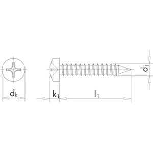 Wurth - Zelftappende schroeven met verzonken kop panhead ISO 7049, RVS A4-70, blank - x 100 st - Interne aandrijving H2