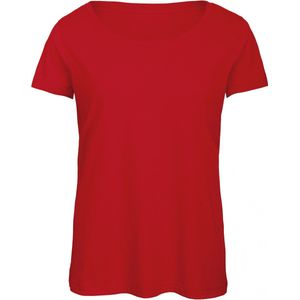 T-shirt Dames S B&C Ronde hals Korte mouw Red 50% Polyester, 25% Katoen, 25% Viscose