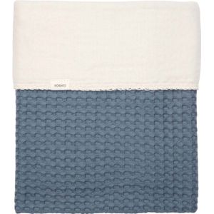 Koeka ledikantdeken cotton fleece wafel Amsterdam bluestone 100x150