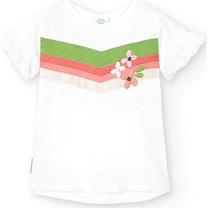 Boboli 228024 T-shirt Met Korte Mouwen Wit 6 Months Meisjes