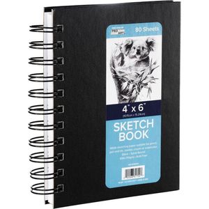 Pro Art - Schetsboek 10.15x15.25cm - 110grams papier - 80 Pagina's - Zwart