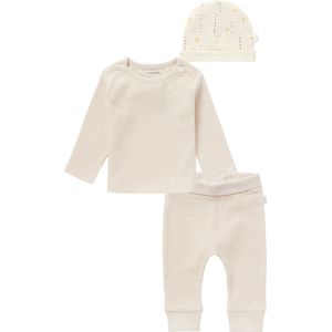 Noppies - Kledingset - Unisex - 3delig - Broek Naura Oatmeal - Shirt Natal Oatmeal - Muts Havana 2 kanten draagbaar- Maat 68