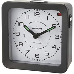 Radiogestuurde Analoog Wekker Zwart met Sluimerfunctie en Verlichting